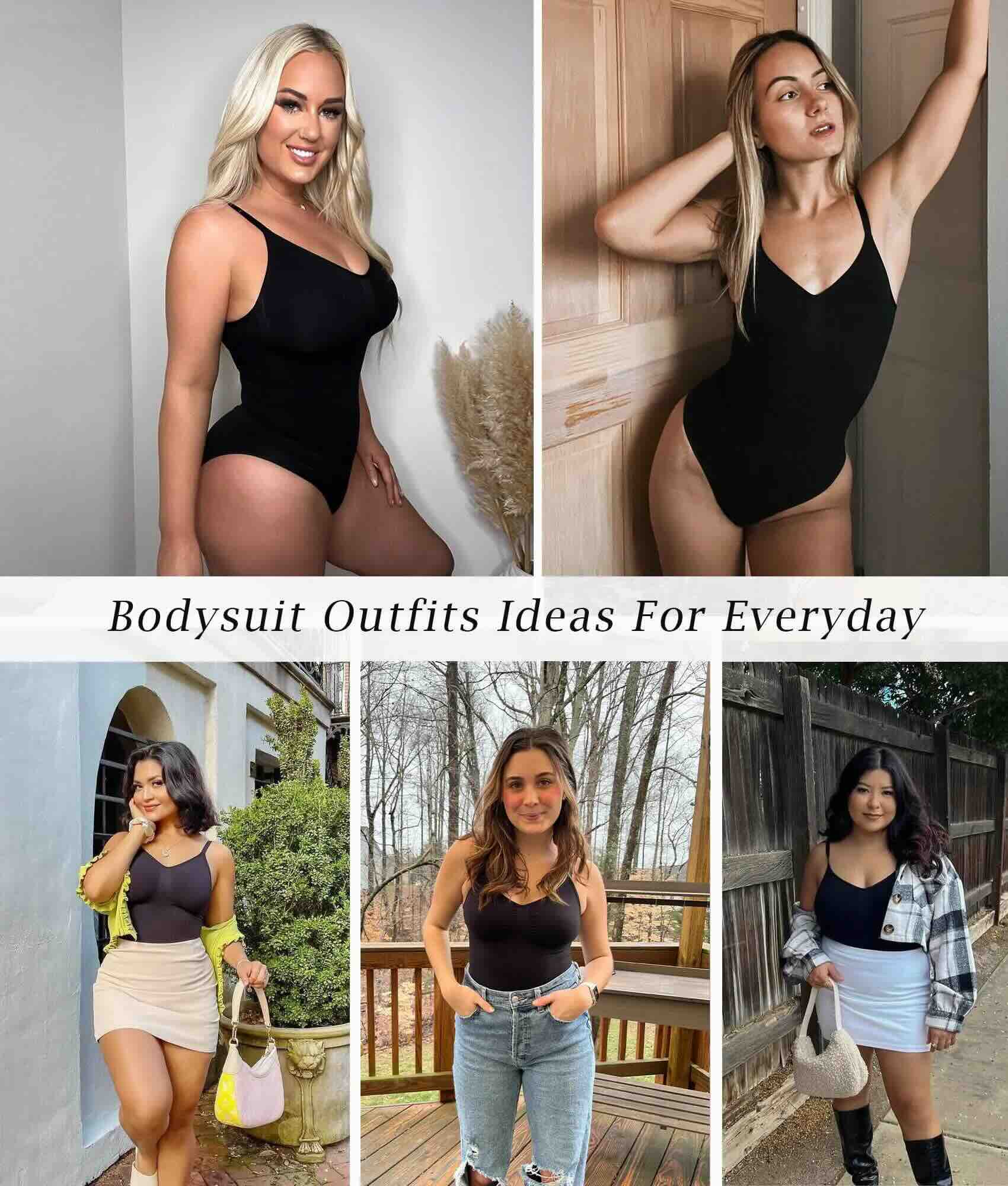 Siyah ve ten SlimLift Body kullanıcı kombin kolajı